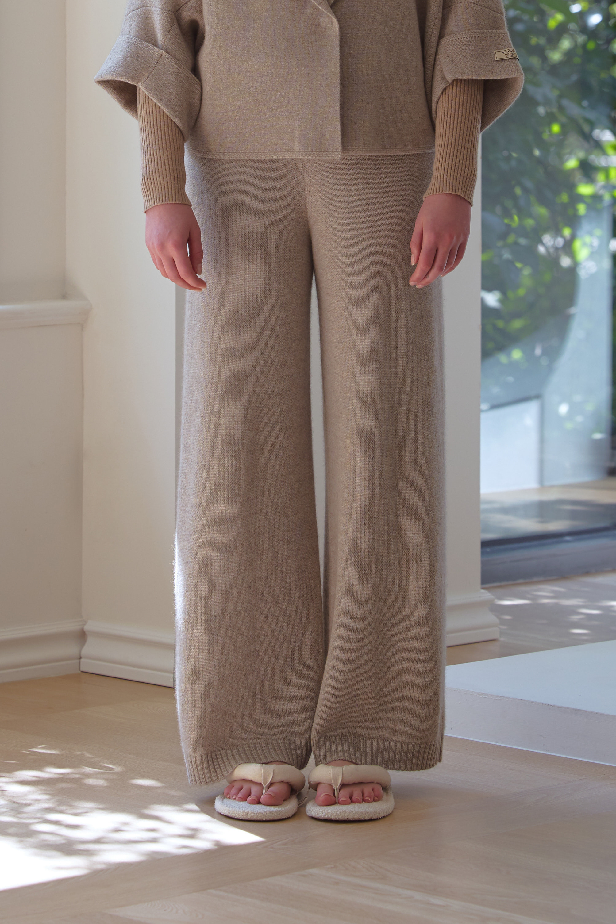 Hilda Straight Knit Pants (Natural Beige)