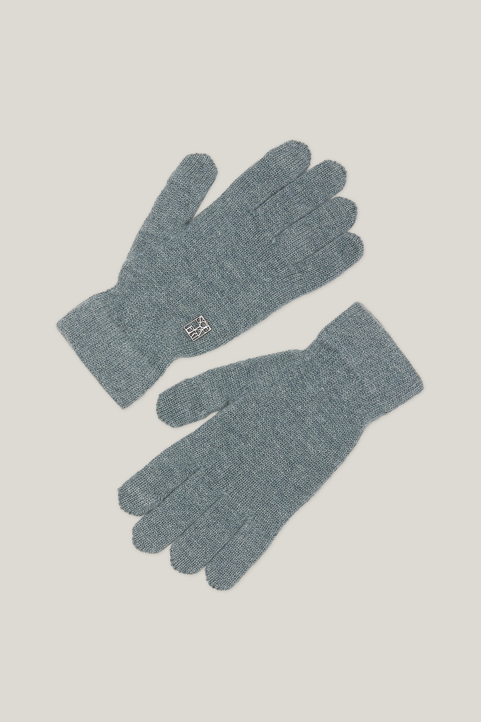 Finger Hole Knit Gloves For Mens (Misty Blue)
