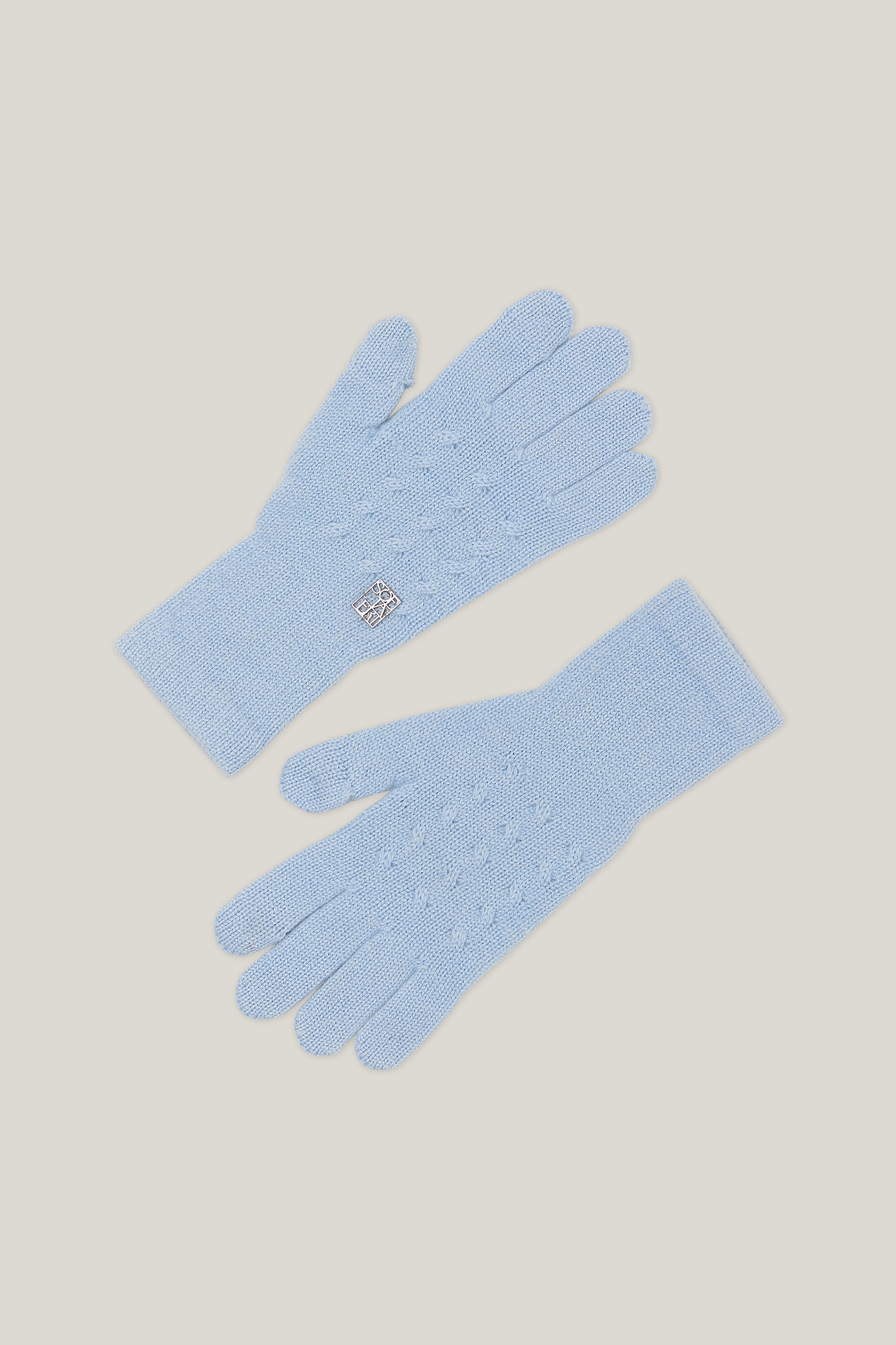 Finger Hole Knit Gloves For Womens (Sky Blue)