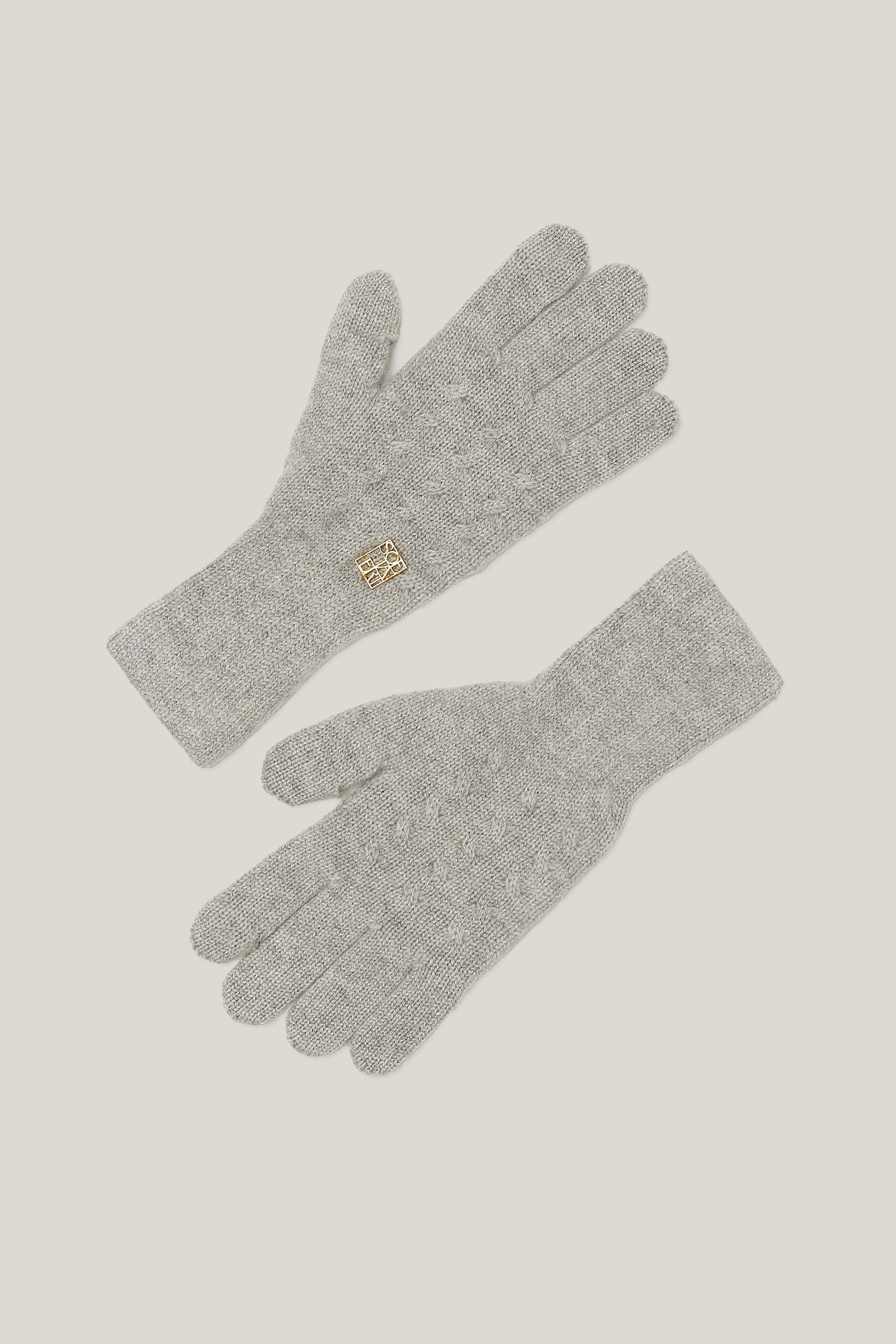 Finger Hole Knit Gloves For Womens (Light Heather Grey)