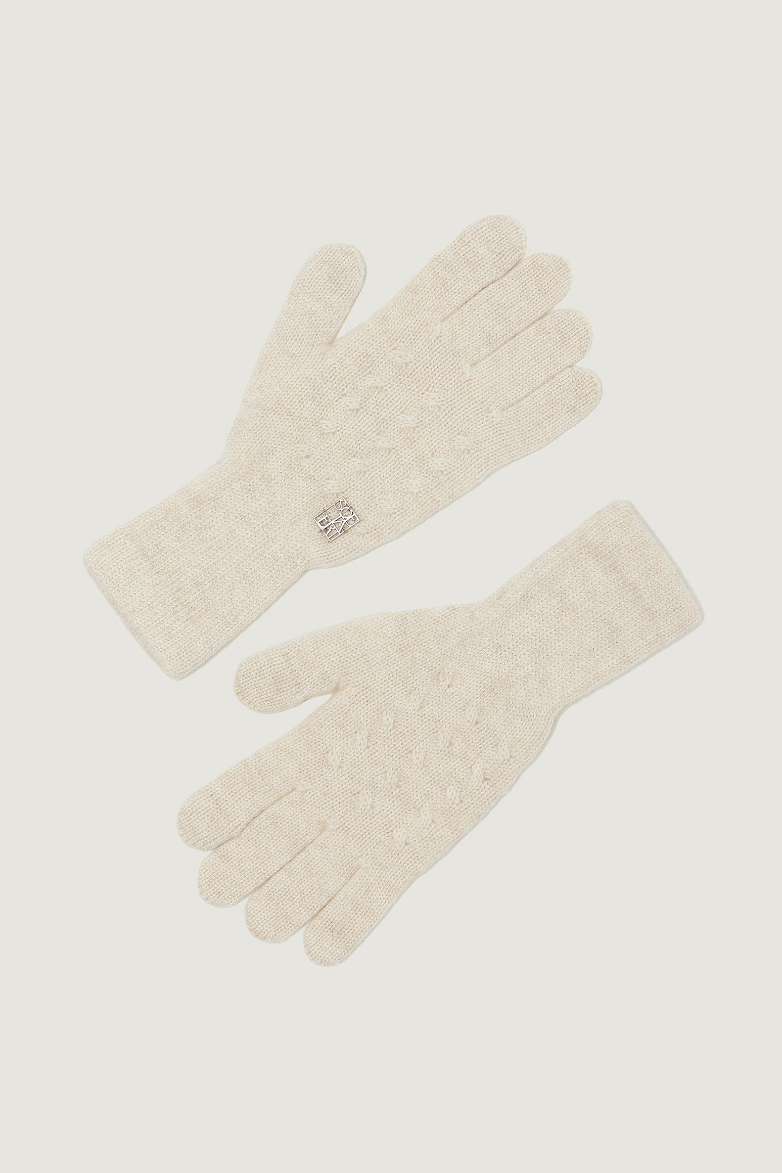 Finger Hole Knit Gloves For Womens (Custard Ivory)