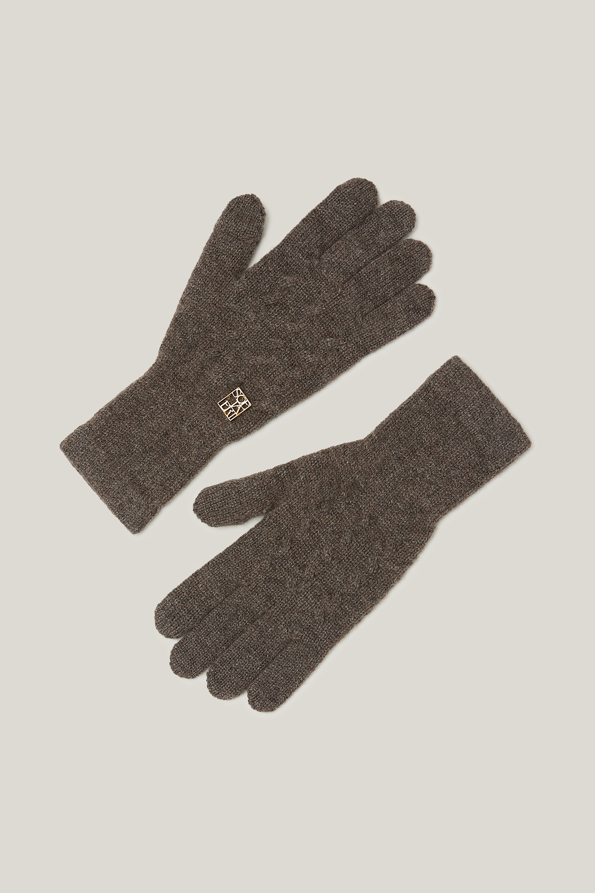 Finger Hole Knit Gloves For Womens (Sepia Brown)