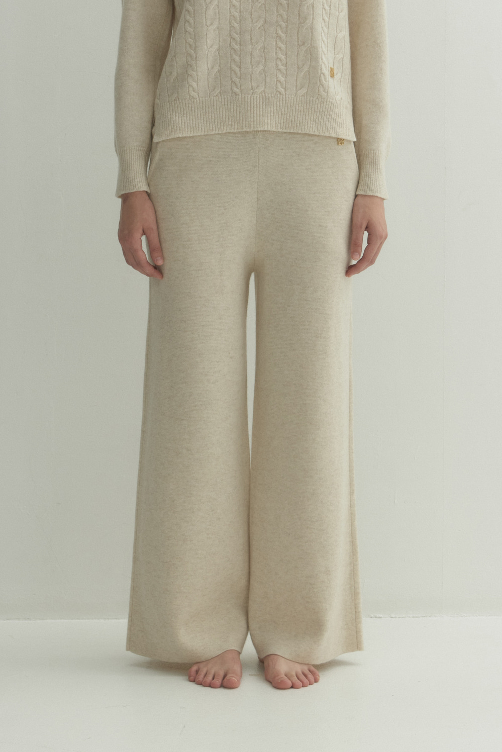 Ines Straight Knit Pants (Custard Ivory)